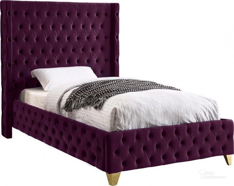 The appearance of Savan Purple Velvet Twin Bed designed by Meridian in the modern / contemporary interior design. This purple velvet piece of furniture  was selected by 1StopBedrooms from Savan Collection to add a touch of cosiness and style into your home. Sku: SavanPurple-T-1;SavanPurple-T-2. Bed Type: Platform Bed. Product Type: Platform Bed. Bed Size: Twin. Material: Velvet. Image1