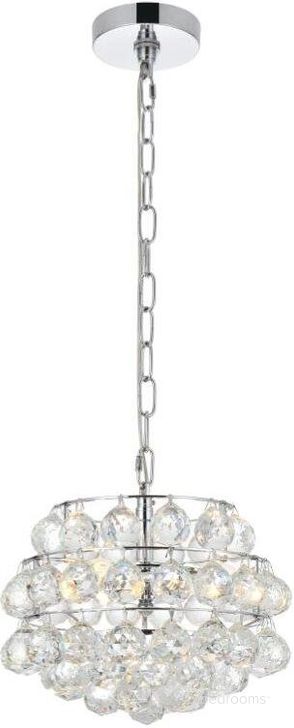 The appearance of Savannah 12 Inch Pendant In Chrome designed by Elegant Lighting in the modern / contemporary interior design. This chrome piece of furniture  was selected by 1StopBedrooms from Savannah Collection to add a touch of cosiness and style into your home. Sku: 1106D12C. Product Type: Pendant Lighting. Material: Iron. Image1