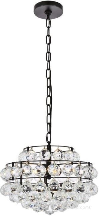 The appearance of Savannah 14 Inch Pendant In Black designed by Elegant Lighting in the modern / contemporary interior design. This black piece of furniture  was selected by 1StopBedrooms from Savannah Collection to add a touch of cosiness and style into your home. Sku: 1106D14BK. Product Type: Pendant Lighting. Material: Iron. Image1