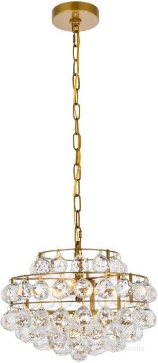 The appearance of Savannah 14 Inch Pendant In Brass designed by Elegant Lighting in the modern / contemporary interior design. This brass piece of furniture  was selected by 1StopBedrooms from Savannah Collection to add a touch of cosiness and style into your home. Sku: 1106D14BR. Product Type: Pendant Lighting. Material: Iron. Image1