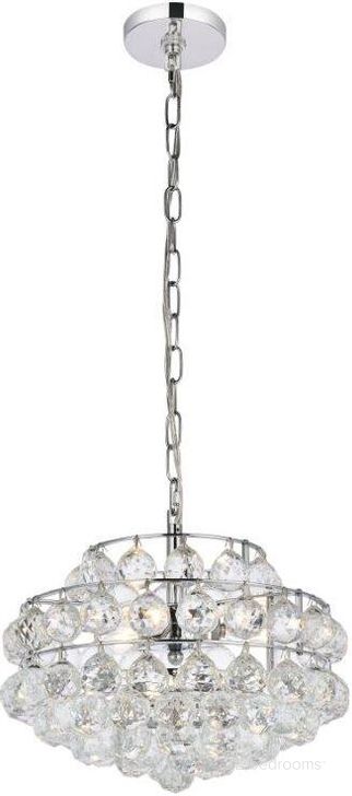 The appearance of Savannah 14 Inch Pendant In Chrome designed by Elegant Lighting in the modern / contemporary interior design. This chrome piece of furniture  was selected by 1StopBedrooms from Savannah Collection to add a touch of cosiness and style into your home. Sku: 1106D14C. Product Type: Pendant Lighting. Material: Iron. Image1