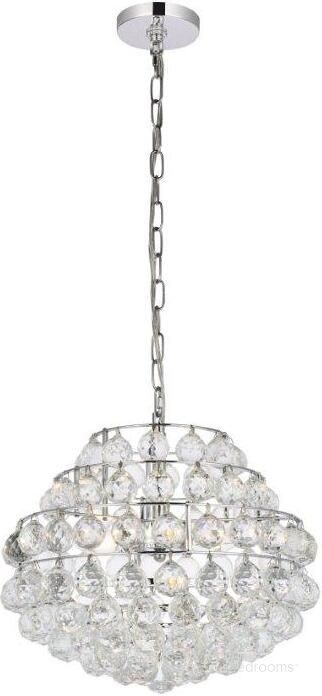 The appearance of Savannah 16 Inch Pendant In Chrome designed by Elegant Lighting in the modern / contemporary interior design. This chrome piece of furniture  was selected by 1StopBedrooms from Savannah Collection to add a touch of cosiness and style into your home. Sku: 1106D16C. Product Type: Pendant Lighting. Material: Iron. Image1