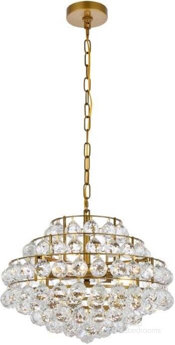 The appearance of Savannah 18 Inch Pendant In Brass designed by Elegant Lighting in the modern / contemporary interior design. This brass piece of furniture  was selected by 1StopBedrooms from Savannah Collection to add a touch of cosiness and style into your home. Sku: 1106D18BR. Product Type: Pendant Lighting. Material: Iron. Image1