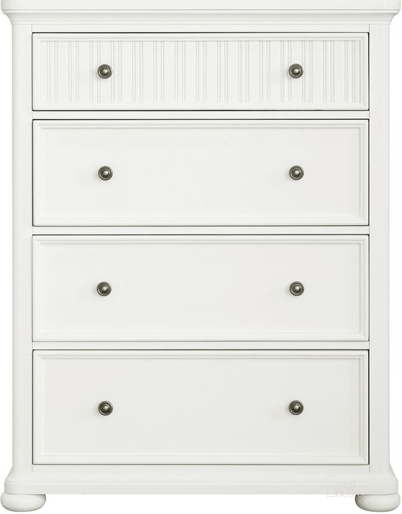 The appearance of Savannah 4-Drawer Chest In White designed by Samuel Lawrence in the transitional interior design. This white piece of furniture  was selected by 1StopBedrooms from Savannah Collection to add a touch of cosiness and style into your home. Sku: S920-440. Product Type: Chest. Material: Poplar. Image1
