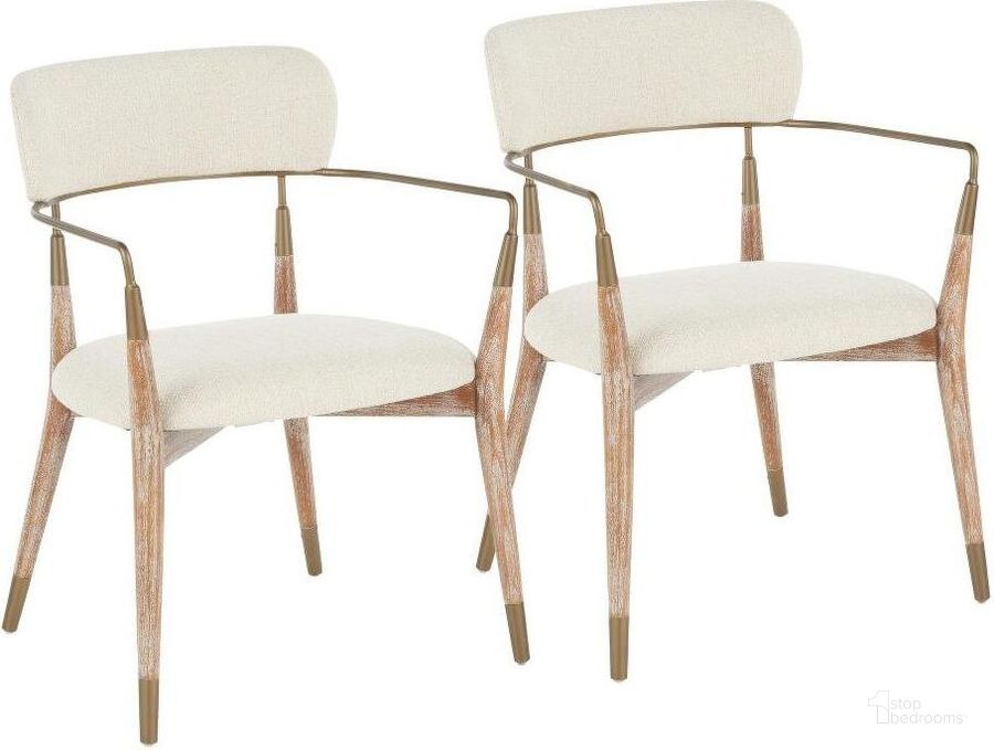 The appearance of Savannah Contemporary Chair In White Washed Wood And Cream Noise Fabric With Copper Accent - Set Of 2 designed by Lumisource in the modern / contemporary interior design. This copper piece of furniture  was selected by 1StopBedrooms from Savannah Collection to add a touch of cosiness and style into your home. Sku: CH-SAVANNAH WWNCR2. Material: Fabric. Product Type: Chair. Image1