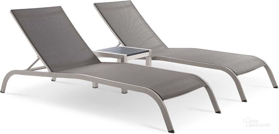 The appearance of Savannah Gray 3 Piece Outdoor Patio Mesh Set designed by Modway in the modern / contemporary interior design. This gray piece of furniture  was selected by 1StopBedrooms from Savannah Collection to add a touch of cosiness and style into your home. Sku: EEI-4006-GRY-SET. Material: Wood. Product Type: Outdoor Conversation Set. Image1
