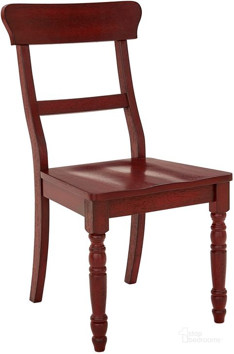 The appearance of Savannah Court Dining Chair Set of 2 In Red designed by Progressive Furniture in the transitional interior design. This red piece of furniture  was selected by 1StopBedrooms from Savannah Court Collection to add a touch of cosiness and style into your home. Sku: D845-61E. Product Type: Dining Chair. Material: Rubberwood. Image1