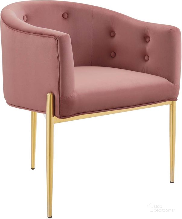 The appearance of Savour Tufted Performance Velvet Accent Chair In Dusty Rose designed by Modway in the modern / contemporary interior design. This dusty rose piece of furniture  was selected by 1StopBedrooms from Savour Collection to add a touch of cosiness and style into your home. Sku: EEI-3903-DUS. Material: Polyester. Product Type: Accent Chair. Image1