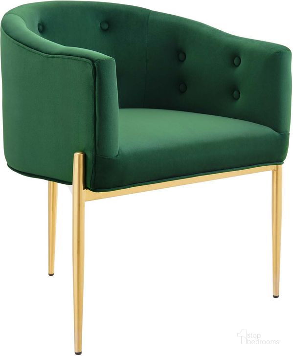 The appearance of Savour Tufted Performance Velvet Accent Chair In Emerald designed by Modway in the modern / contemporary interior design. This emerald piece of furniture  was selected by 1StopBedrooms from Savour Collection to add a touch of cosiness and style into your home. Sku: EEI-3903-EME. Material: Polyester. Product Type: Accent Chair. Image1