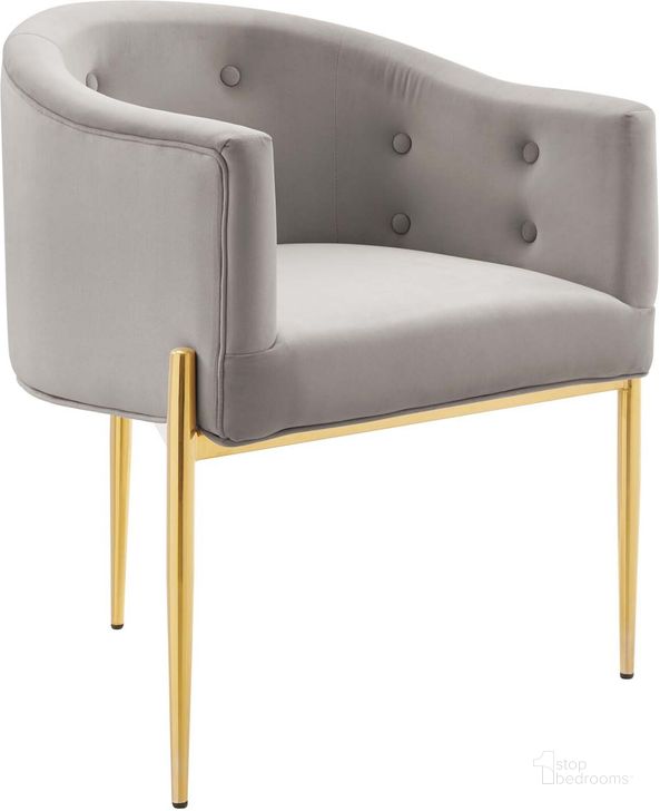 The appearance of Savour Tufted Performance Velvet Accent Chair In Light Gray designed by Modway in the modern / contemporary interior design. This light gray piece of furniture  was selected by 1StopBedrooms from Savour Collection to add a touch of cosiness and style into your home. Sku: EEI-3903-LGR. Material: Polyester. Product Type: Accent Chair. Image1