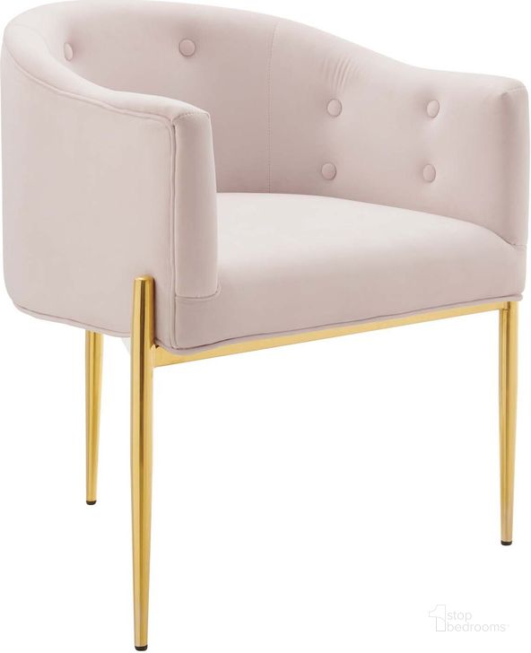 The appearance of Savour Tufted Performance Velvet Accent Chair In Pink designed by Modway in the modern / contemporary interior design. This pink piece of furniture  was selected by 1StopBedrooms from Savour Collection to add a touch of cosiness and style into your home. Sku: EEI-3903-PNK. Material: Polyester. Product Type: Accent Chair. Image1