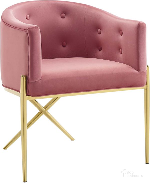 The appearance of Savour Tufted Performance Velvet Accent Dining Armchair EEI-3906-DUS designed by Modway in the modern / contemporary interior design. This dusty rose piece of furniture  was selected by 1StopBedrooms from Savour Collection to add a touch of cosiness and style into your home. Sku: EEI-3906-DUS. Product Type: Accent Chair. Material: Plywood. Image1