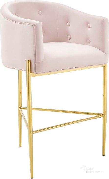 The appearance of Savour Tufted Performance Velvet Bar Stool EEI-3911-PNK designed by Modway in the modern / contemporary interior design. This pink piece of furniture  was selected by 1StopBedrooms from Savour Collection to add a touch of cosiness and style into your home. Sku: EEI-3911-PNK. Product Type: Barstool. Material: Plywood. Image1