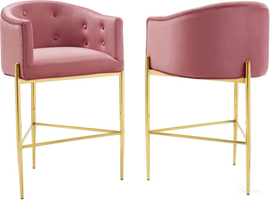 The appearance of Savour Tufted Performance Velvet Bar Stool Set of 2 EEI-4597-DUS designed by Modway in the modern / contemporary interior design. This dusty rose piece of furniture  was selected by 1StopBedrooms from Savour Collection to add a touch of cosiness and style into your home. Sku: EEI-4597-DUS. Product Type: Barstool. Material: Plywood. Image1