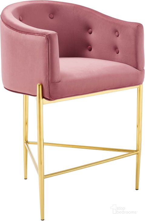 The appearance of Savour Tufted Performance Velvet Counter Stool EEI-3910-DUS designed by Modway in the modern / contemporary interior design. This dusty rose piece of furniture  was selected by 1StopBedrooms from Savour Collection to add a touch of cosiness and style into your home. Sku: EEI-3910-DUS. Product Type: Barstool. Material: Plywood. Image1