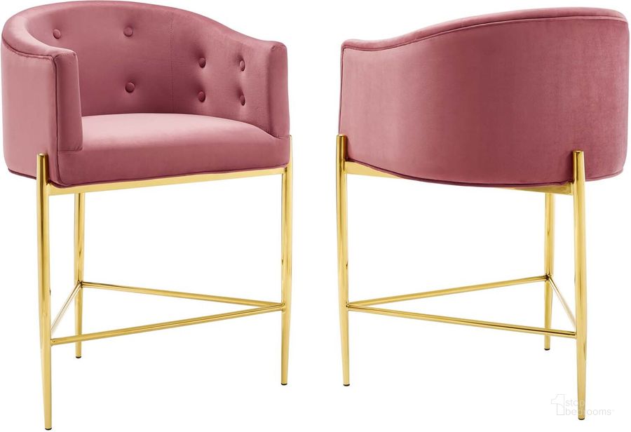 The appearance of Savour Tufted Performance Velvet Counter Stool Set of 2 EEI-4596-DUS designed by Modway in the modern / contemporary interior design. This dusty rose piece of furniture  was selected by 1StopBedrooms from Savour Collection to add a touch of cosiness and style into your home. Sku: EEI-4596-DUS. Product Type: Barstool. Material: Plywood. Image1