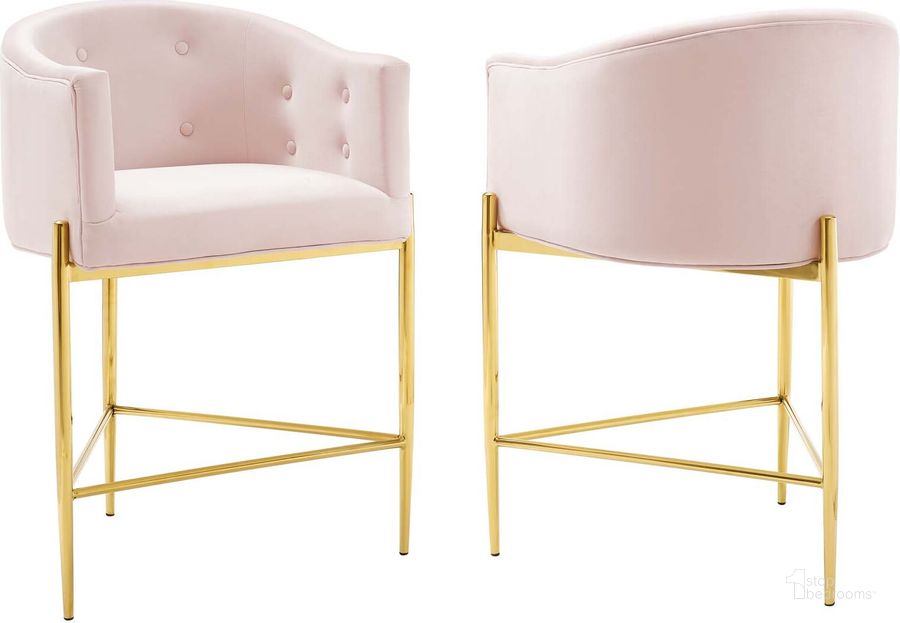 The appearance of Savour Tufted Performance Velvet Counter Stool Set of 2 EEI-4596-PNK designed by Modway in the modern / contemporary interior design. This pink piece of furniture  was selected by 1StopBedrooms from Savour Collection to add a touch of cosiness and style into your home. Sku: EEI-4596-PNK. Product Type: Barstool. Material: Plywood. Image1