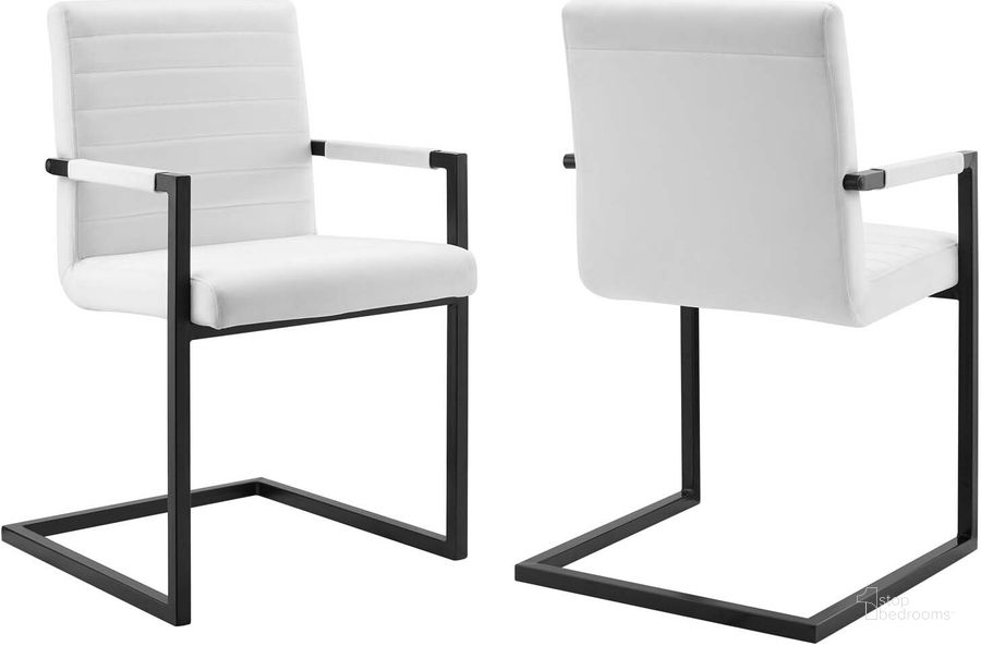 The appearance of Savoy Performance Velvet Dining Chairs - Set of 2 In White designed by Modway in the modern / contemporary interior design. This white piece of furniture  was selected by 1StopBedrooms from Savoy Collection to add a touch of cosiness and style into your home. Sku: EEI-4523-WHI. Material: Polyester. Product Type: Dining Chair. Image1