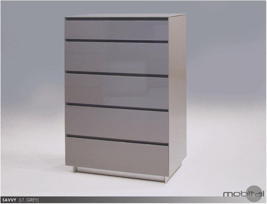 The appearance of Savvy High Gloss Light Gray Glass Top 5-Drawer Chest designed by Mobital in the modern / contemporary interior design. This light gray piece of furniture  was selected by 1StopBedrooms from Savvy Collection to add a touch of cosiness and style into your home. Sku: CH5-SAVV-LIGR-. Material: Glass. Product Type: Chest. Image1
