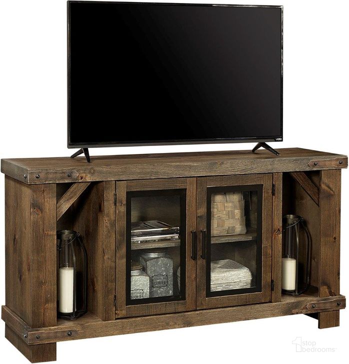 The appearance of Sawyer 64 Inch Console With 2 Doors In Medium Brown designed by Aspenhome in the country / farmhouse interior design. This medium brown piece of furniture  was selected by 1StopBedrooms from Sawyer Collection to add a touch of cosiness and style into your home. Sku: WDO1240-BDL. Material: Wood. Product Type: TV Console.