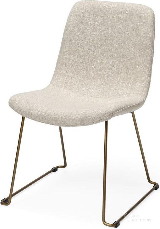 The appearance of Sawyer I Beige Fabric Seat Gold Metal Frame Dining Chair Set of 2 designed by Mercana in the modern / contemporary interior design. This beige piece of furniture  was selected by 1StopBedrooms from Sawyer Collection to add a touch of cosiness and style into your home. Sku: 68316. Material: Metal. Product Type: Dining Chair. Image1