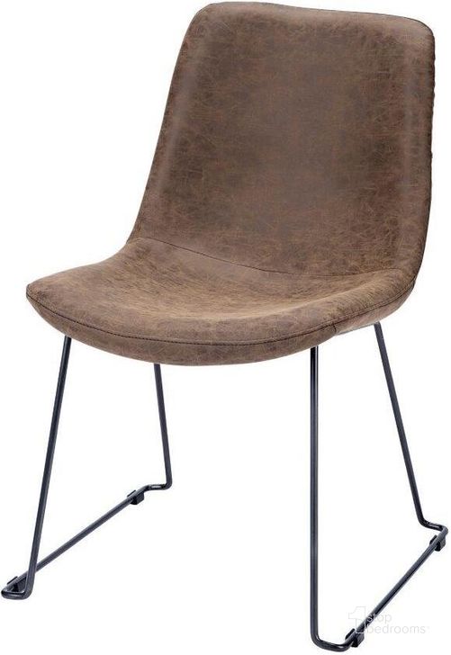 The appearance of Sawyer I Brown Faux-Leather Seat Black Iron Frame Dining Chair Set of 2 designed by Mercana in the modern / contemporary interior design. This brown piece of furniture  was selected by 1StopBedrooms from Sawyer Collection to add a touch of cosiness and style into your home. Sku: 68314. Material: Metal. Product Type: Dining Chair. Image1