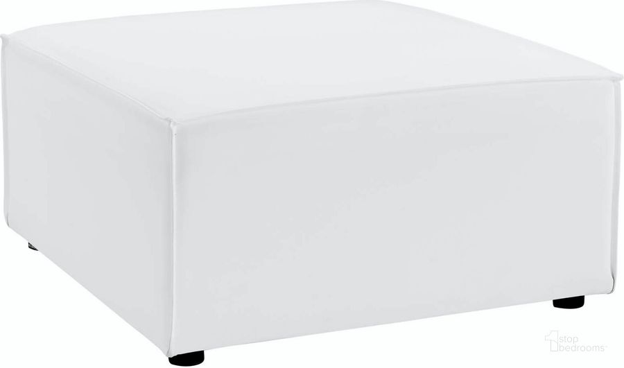 The appearance of Saybrook Outdoor Patio Upholstered Sectional Sofa Ottoman EEI-4211-WHI designed by Modway in the modern / contemporary interior design. This white piece of furniture  was selected by 1StopBedrooms from Saybrook Collection to add a touch of cosiness and style into your home. Sku: EEI-4211-WHI. Material: Aluminum. Product Type: Ottoman. Image1