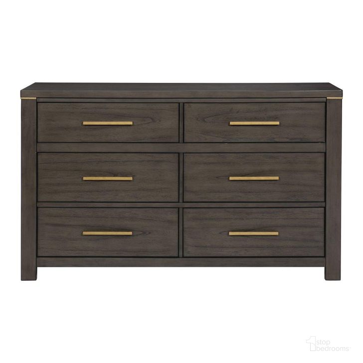 The appearance of Scarlett Dresser In Brown And Gold designed by Homelegance in the modern / contemporary interior design. This brown and gold piece of furniture  was selected by 1StopBedrooms from Scarlett Collection to add a touch of cosiness and style into your home. Sku: 1555-5. Material: Wood. Product Type: Dresser. Image1