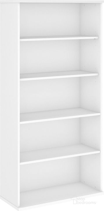 The appearance of Studio C White 5 Shelf Bookcase designed by Bush Furniture in the modern / contemporary interior design. This white piece of furniture  was selected by 1StopBedrooms from Studio C Collection to add a touch of cosiness and style into your home. Sku: SCB136WH. Material: Wood. Product Type: Standard Bookcase. Image1