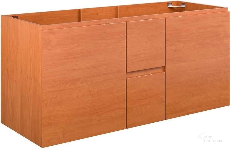 The appearance of Scenic Cherry Walnut 48 Inch Double Wall-Mount Bathroom Vanity Cabinet designed by Modway in the modern / contemporary interior design. This cherry walnut piece of furniture  was selected by 1StopBedrooms from Scenic Collection to add a touch of cosiness and style into your home. Sku: EEI-5883-CHE. Material: Wood. Product Type: Bathroom Vanity. Image1