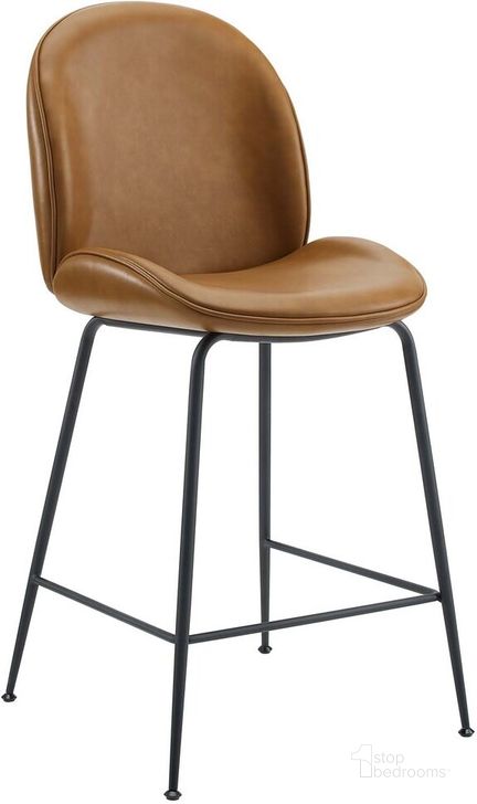 The appearance of Scoop Black Powder Coated Steel Leg Vegan Leather Counter Stool In Tan designed by Modway in the modern / contemporary interior design. This tan piece of furniture  was selected by 1StopBedrooms from Scoop Collection to add a touch of cosiness and style into your home. Sku: EEI-4638-TAN. Product Type: Barstool. Material: Foam. Image1