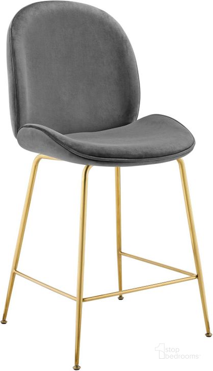 The appearance of Scoop Gray Gold Stainless Steel Leg Performance Velvet Counter Stool designed by Modway in the modern / contemporary interior design. This gray piece of furniture  was selected by 1StopBedrooms from Scoop Collection to add a touch of cosiness and style into your home. Sku: EEI-3549-GRY. Material: Wood. Product Type: Barstool. Image1