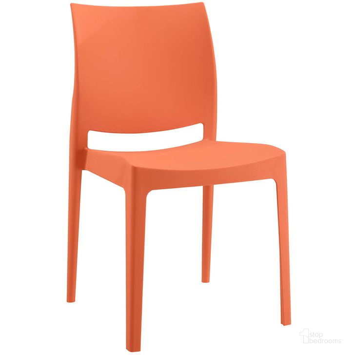 The appearance of Scoot Dining Chair In Orange designed by Modway in the modern / contemporary interior design. This orange piece of furniture  was selected by 1StopBedrooms from Scoot Collection to add a touch of cosiness and style into your home. Sku: EEI-1704-ORA. Material: Polypropylene. Product Type: Dining Chair. Image1
