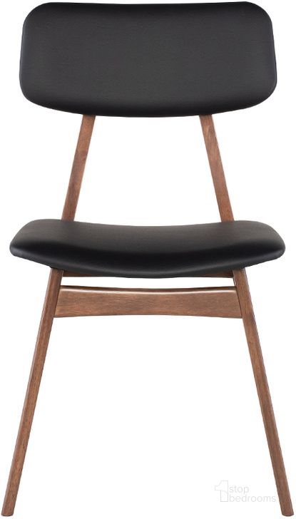 The appearance of Scott Black Naugahyde Dining Chair designed by Nuevo in the modern / contemporary interior design. This black piece of furniture  was selected by 1StopBedrooms from Scott Collection to add a touch of cosiness and style into your home. Sku: HGWE116. Product Type: Dining Chair. Material: Naugahyde. Image1
