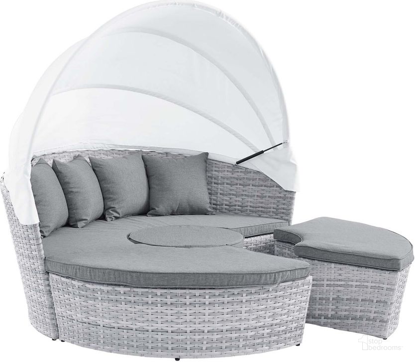 The appearance of Scottsdale Canopy Outdoor Patio Daybed In Light Gray Gray designed by Modway in the modern / contemporary interior design. This light gray gray piece of furniture  was selected by 1StopBedrooms from Scottsdale Collection to add a touch of cosiness and style into your home. Sku: EEI-4442-LGR-GRY. Bed Type: Daybed. Material: Aluminum. Product Type: DayBed. Image1