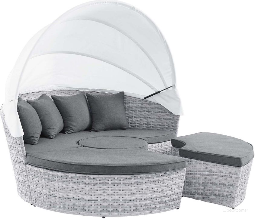 The appearance of Scottsdale Canopy Sunbrella Outdoor Patio Daybed In Light Gray Gray designed by Modway in the modern / contemporary interior design. This light gray gray piece of furniture  was selected by 1StopBedrooms from Scottsdale Collection to add a touch of cosiness and style into your home. Sku: EEI-4443-LGR-SLA. Bed Type: Daybed. Material: Aluminum. Product Type: DayBed. Image1