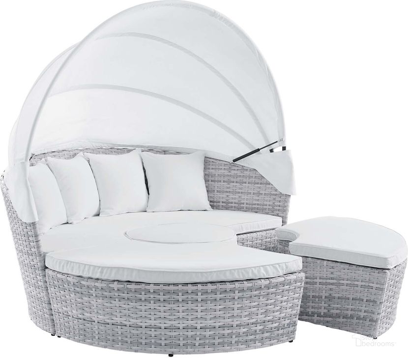 The appearance of Scottsdale Canopy Sunbrella Outdoor Patio Daybed In Light Gray White designed by Modway in the modern / contemporary interior design. This light gray white piece of furniture  was selected by 1StopBedrooms from Scottsdale Collection to add a touch of cosiness and style into your home. Sku: EEI-4443-LGR-WHI. Bed Type: Daybed. Material: Aluminum. Product Type: DayBed. Image1