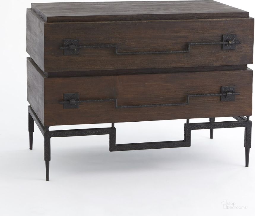 The appearance of Scratch Two Drawer Chest In Brown designed by Global Views in the modern / contemporary interior design. This brown piece of furniture  was selected by 1StopBedrooms from Scratch Collection to add a touch of cosiness and style into your home. Sku: 9.91025. Material: Wood. Product Type: Chest. Image1