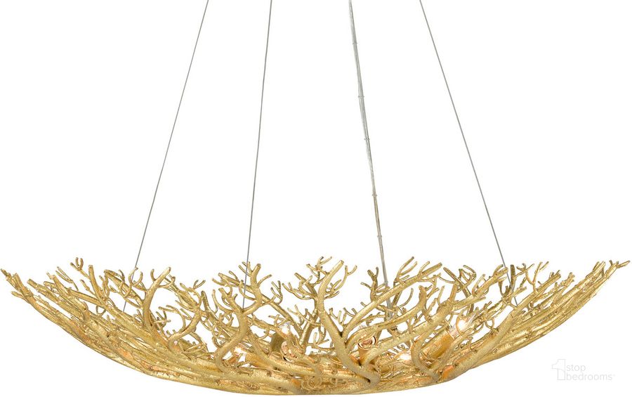 The appearance of Sea Fan Gold Bowl Chandelier designed by Currey & Company in the modern / contemporary interior design. This gold piece of furniture  was selected by 1StopBedrooms from Aviva Stanoff Collection to add a touch of cosiness and style into your home. Sku: 9000-0780. Product Type: Chandelier. Material: Iron. Image1