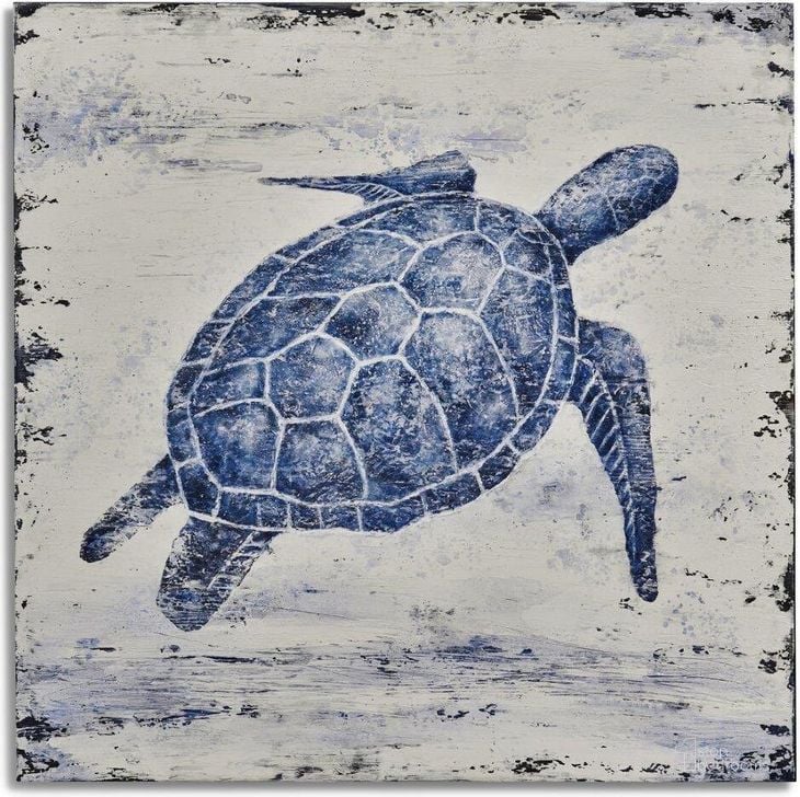 The appearance of Sea Turtle Canvas designed by Bassett Mirror Company in the modern / contemporary interior design. This blue piece of furniture  was selected by 1StopBedrooms from  to add a touch of cosiness and style into your home. Sku: 7300-552EC. Product Type: Wall Art.