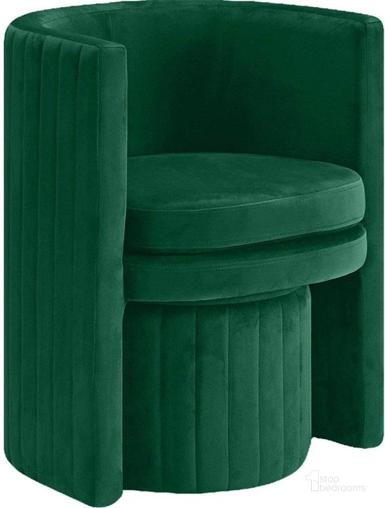 The appearance of Seager Green Velvet Round Arm Chair With Ottoman designed by Best Master Furniture in the modern / contemporary interior design. This green piece of furniture  was selected by 1StopBedrooms from Seager Collection to add a touch of cosiness and style into your home. Sku: SH004VGR. Product Type: Accent Chair. Material: Velvet. Image1
