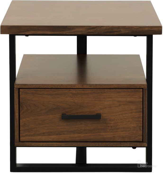 The appearance of Sedley Walnut and Rustic Black End Table designed by Homelegance in the modern / contemporary interior design. This brown piece of furniture  was selected by 1StopBedrooms from Sedley Collection to add a touch of cosiness and style into your home. Sku: 5415RF-04. Material: Wood. Product Type: End Table. Image1
