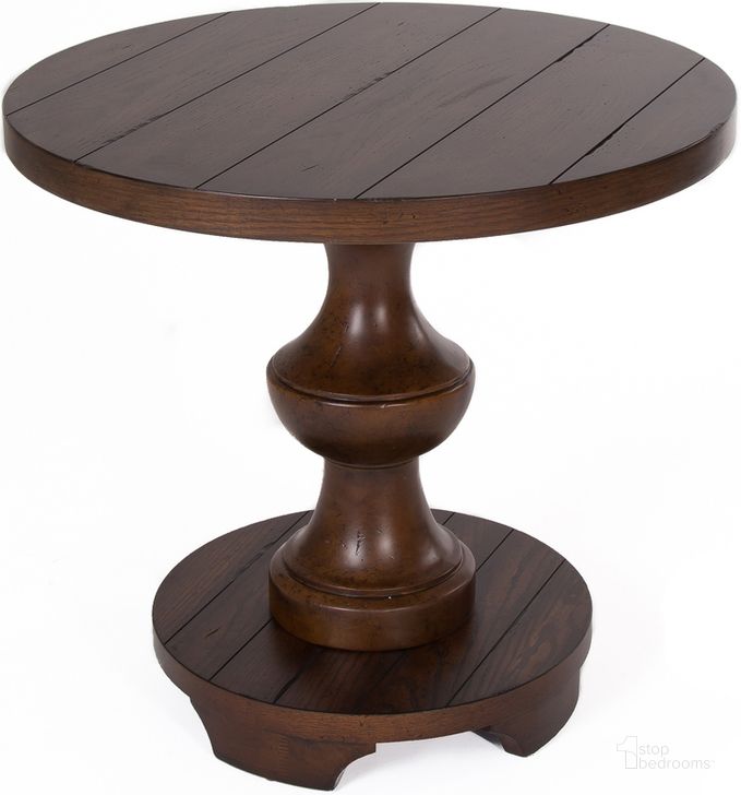 The appearance of Sedona Kona Brown End Table designed by Liberty in the country / farmhouse interior design. This brown piece of furniture  was selected by 1StopBedrooms from Sedona Collection to add a touch of cosiness and style into your home. Sku: 231-OT1020. Table Top Shape: Oval. Material: Wood. Product Type: End Table. Image1