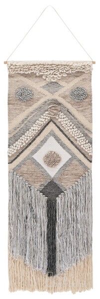 The appearance of Sedona Tahoe Woven Wall Art designed by Safavieh in the modern / contemporary interior design. This ivory and grey piece of furniture  was selected by 1StopBedrooms from Sedona Collection to add a touch of cosiness and style into your home. Sku: SWA102-2. Material: Wool. Product Type: Wall Art. Image1