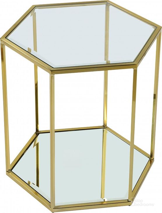 The appearance of Sei Brushed Gold End Table designed by Meridian in the modern / contemporary interior design. This brushed gold piece of furniture  was selected by 1StopBedrooms from Sei Collection to add a touch of cosiness and style into your home. Sku: 205-ET. Product Type: End Table. Material: Stainless Steel. Image1