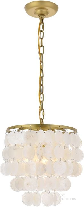The appearance of Selene 1 Light Brass Pendant LD5050D10BR designed by Elegant Lighting in the transitional interior design. This white piece of furniture  was selected by 1StopBedrooms from Selene Collection to add a touch of cosiness and style into your home. Sku: LD5050D10BR. Product Type: Pendant Lighting. Material: Iron. Image1