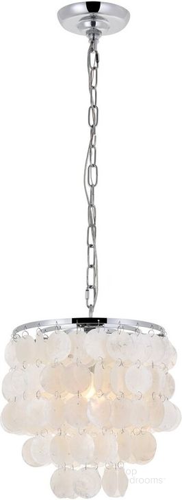 The appearance of Selene 1 Light Chrome Pendant LD5050D10C designed by Elegant Lighting in the transitional interior design. This chrome piece of furniture  was selected by 1StopBedrooms from Selene Collection to add a touch of cosiness and style into your home. Sku: LD5050D10C. Product Type: Pendant Lighting. Material: Iron. Image1