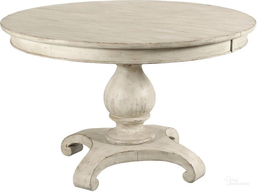 The appearance of Selwyn Lloyd Pedestal Dining Table designed by Kincaid in the transitional interior design. This white piece of furniture  was selected by 1StopBedrooms from Selwyn Collection to add a touch of cosiness and style into your home. Sku: 020-701P. Table Base Style: Pedestal. Table Top Shape: Round. Material: Wood. Product Type: Dining Table. Image1