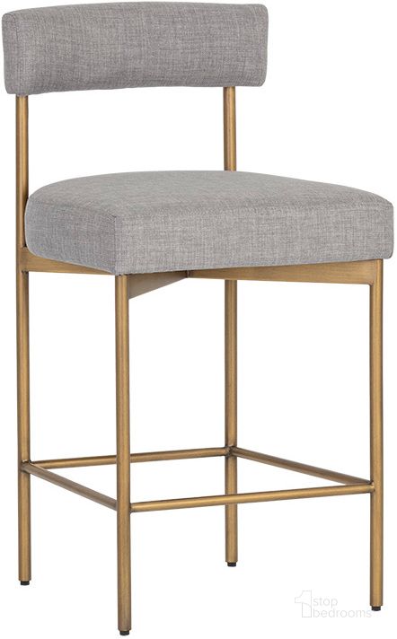The appearance of Seneca Counter Stool - Antique Brass - Arena Cement designed by Sunpan in the modern / contemporary interior design. This antique brass piece of furniture  was selected by 1StopBedrooms from Seneca Collection to add a touch of cosiness and style into your home. Sku: 106061. Material: Fabric. Product Type: Barstool. Image1