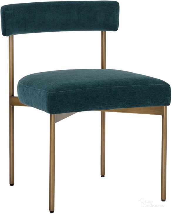 The appearance of Seneca Dining Chair In Antique Brass And Danny Teal designed by Sunpan in the modern / contemporary interior design. This teal piece of furniture  was selected by 1StopBedrooms from Seneca Collection to add a touch of cosiness and style into your home. Sku: 109133. Material: Fabric. Product Type: Dining Chair. Image1